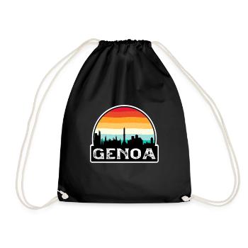 Gênes Italie Flag Skyline Souvenir de voyage - Sac de sport léger - noir - Devant