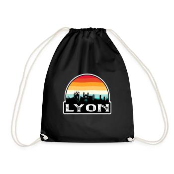 Lyon Frankreich Flagge Skyline Reisesouvenir - Turnbeutel - Schwarz - Vorne