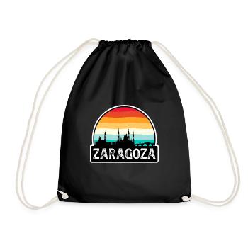 Zaragoza Spanien Flagge Skyline Reise-Souvenir - Turnbeutel - Schwarz - Vorne