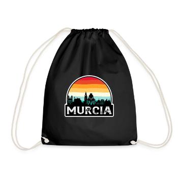 Murcia Spanien Flagge Skyline Reisesouvenir - Turnbeutel - Schwarz - Vorne