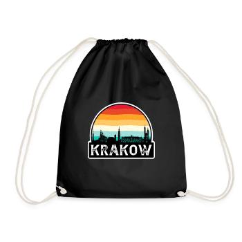 Krakau Polen Flagge Skyline Reisesouvenir - Turnbeutel - Schwarz - Vorne