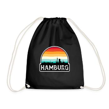 Hamburg Deutschland Flagge Skyline Reisesouvenir - Turnbeutel - Schwarz - Vorne