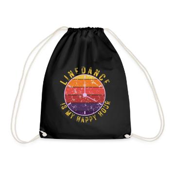 Geschenkidee: Linedance is my happy hour - Turnbeutel - Schwarz - Vorne