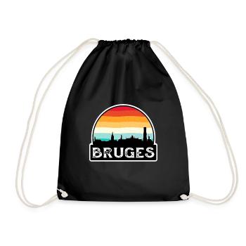 Bruges Belgique Flag Skyline Souvenir de voyage - Sac de sport léger - noir - Devant