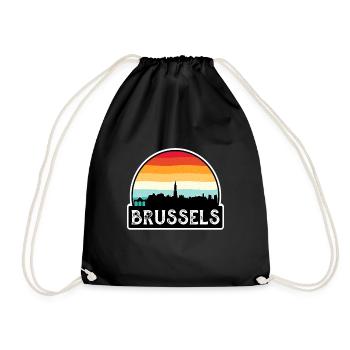 Bruxelles Belgique Flag Skyline Souvenir de voyage - Sac de sport léger - noir - Devant