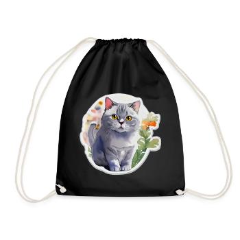 British Shorthair - Drawstring Bag - black - Front