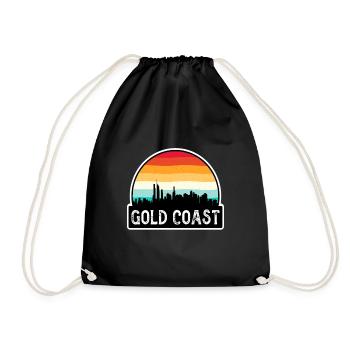 Gold Coast Australia Flag Skyline Travel Souvenir - Drawstring Bag - black - Front