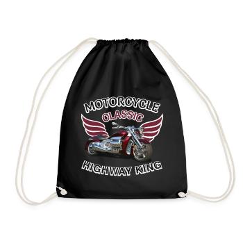 Classic Biker Vintage Retro Motorcycle Speed Demon - Drawstring Bag - black - Front