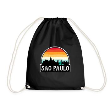 São Paulo Brasilien Flagge Skyline Reisesouvenir - Turnbeutel - Schwarz - Vorne