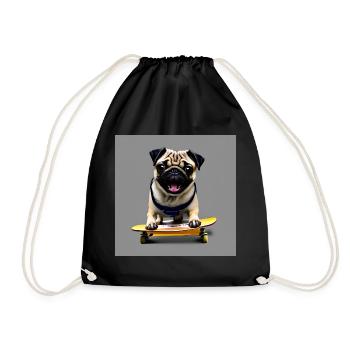 Mops auf Skateboard AICF 2 - Turnbeutel - Schwarz - Vorne