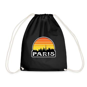 Paris France Flag Skyline Travel Souvenir - Drawstring Bag - black - Front