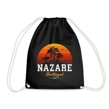 Retro Nazare Surfer Girl Portugal - Drawstring Bag - black - Front