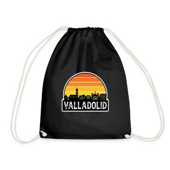 Valladolid Spain Flag Skyline Travel Souvenir - Drawstring Bag - black - Front