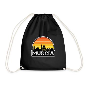 Murcia Spanien Flagge Skyline Reisesouvenir - Turnbeutel - Schwarz - Vorne
