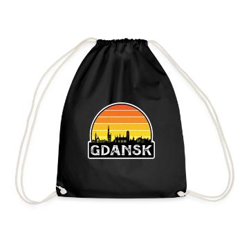Danzig Polen Flagge Skyline Reisesouvenir - Turnbeutel - Schwarz - Vorne