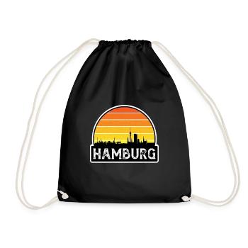 Hamburg Deutschland Flagge Skyline Reisesouvenir - Turnbeutel - Schwarz - Vorne