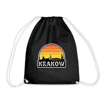 Krakau Polen Flagge Skyline Reisesouvenir - Turnbeutel - Schwarz - Vorne