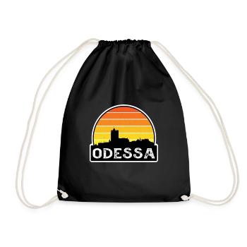 Odessa Ukraine Flag Skyline Travel Souvenir - Drawstring Bag - black - Front