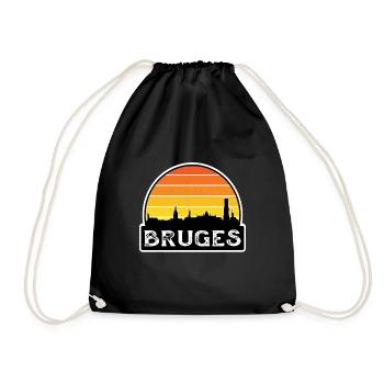 Bruges Belgique Flag Skyline Souvenir de voyage - Sac de sport léger - noir - Devant
