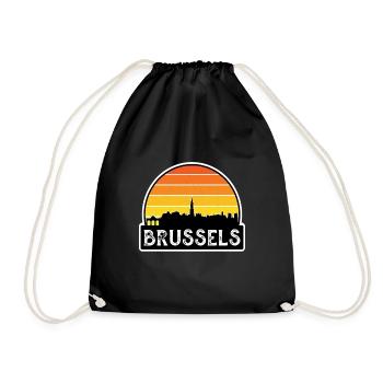 Bruxelles Belgique Flag Skyline Souvenir de voyage - Sac de sport léger - noir - Devant