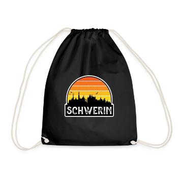 Schwerin Deutschland Flagge Skyline Reise Souvenir - Turnbeutel - Schwarz - Vorne