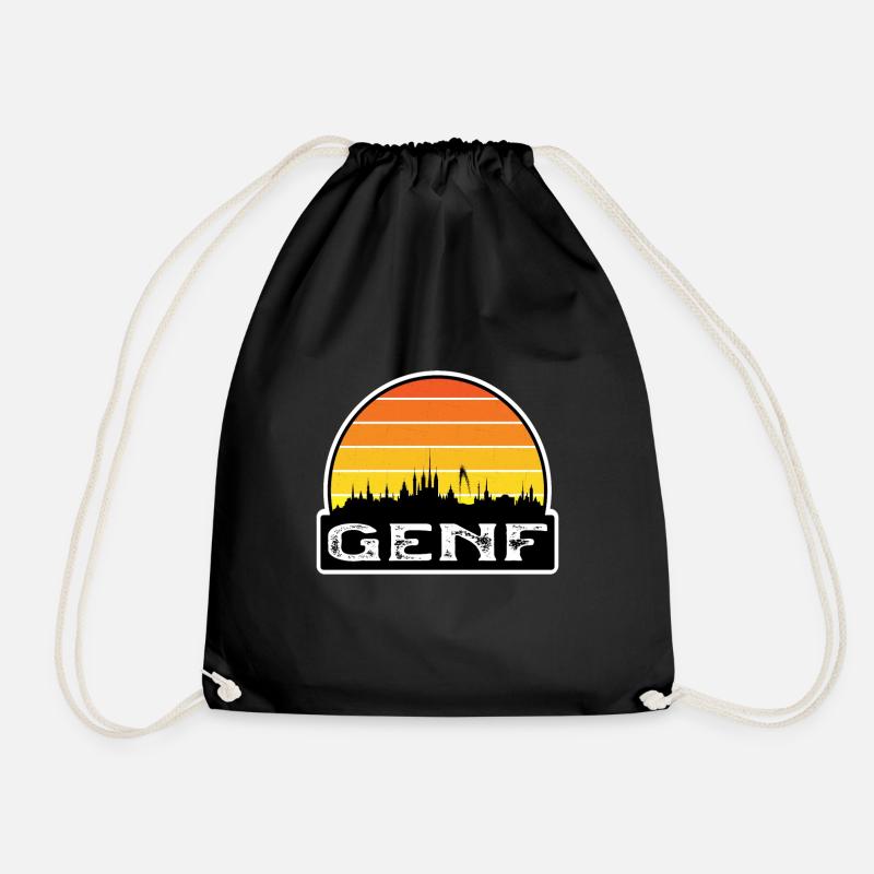 Genf Schweiz Flagge Skyline Reisesouvenir - Turnbeutel - Schwarz
