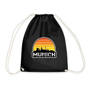 München Deutschland Flagge Skyline Reisesouvenir - Turnbeutel - Schwarz - Vorne