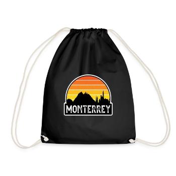 Monterrey Mexico Flag Skyline Travel Souvenir - Drawstring Bag - black - Front
