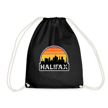 Halifax Canada Flag Skyline Travel Souvenir - Drawstring Bag - black - Front