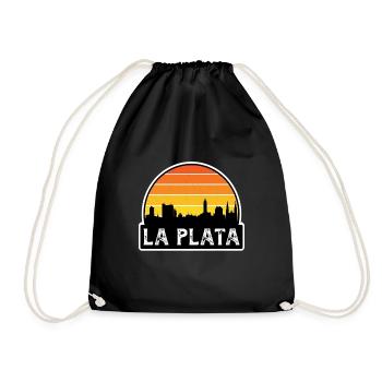 La Plata Argentinien-Flagge Skyline Reise-Souvenir - Turnbeutel - Schwarz - Vorne