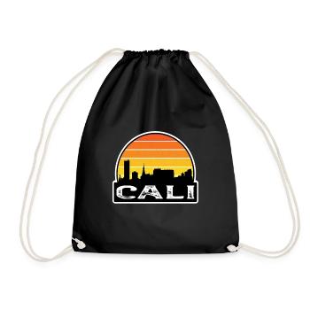 Cali Kolumbien Flagge Skyline Reisesouvenir - Turnbeutel - Schwarz - Vorne