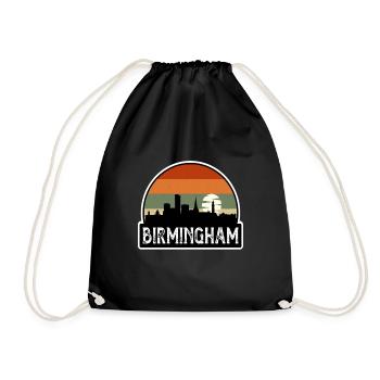 Birmingham England Flag Skyline Travel Souvenir - Drawstring Bag - black - Front