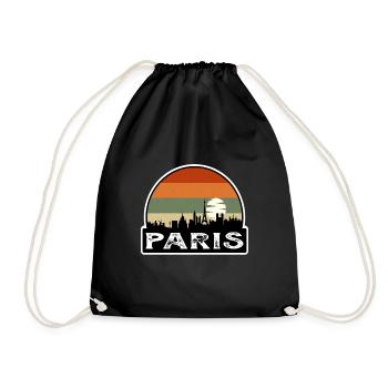 Paris France Flag Skyline Travel Souvenir - Drawstring Bag - black - Front