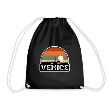 Venice Italy Flag Skyline Travel Souvenir - Drawstring Bag - black - Front