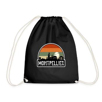 Montpellier France Flag Skyline Travel Souvenir - Drawstring Bag - black - Front