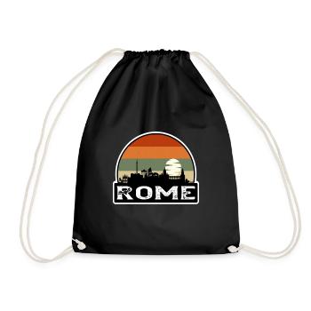 Rome Italy Flag Skyline Travel Souvenir - Drawstring Bag - black - Front