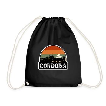 Cordoba Spain Flag Skyline Travel Souvenir - Drawstring Bag - black - Front