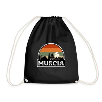 Murcia Spain Flag Skyline Travel Souvenir - Drawstring Bag - black - Front