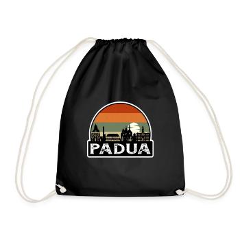 Padua Italy Flag Skyline Travel Souvenir - Drawstring Bag - black - Front