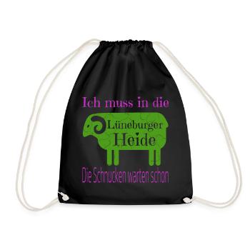 Lüneburger Heide Motiv - Turnbeutel - Schwarz - Vorne
