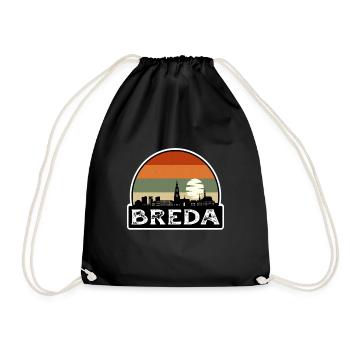 Breda Netherlands Flag Skyline Travel Souvenir - Drawstring Bag - black - Front
