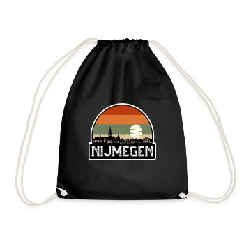 Nijmegen Netherlands Flag Skyline Travel Souvenir - Drawstring Bag - black - Front