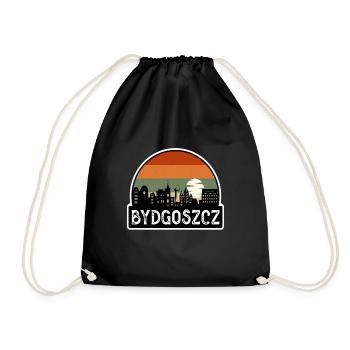 Bydgoszcz Poland Flag Skyline Travel Souvenir - Drawstring Bag - black - Front