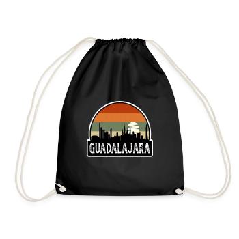 Guadalajara Mexico Flag Skyline Travel Souvenir - Drawstring Bag - black - Front