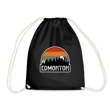 Edmonton Canada Flag Skyline Travel Souvenir - Drawstring Bag - black - Front