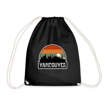 Vancouver Canada Flag Skyline Travel Souvenir - Drawstring Bag - black - Front
