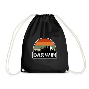Darwin Australia Flag Skyline Travel Souvenir - Drawstring Bag - black - Front
