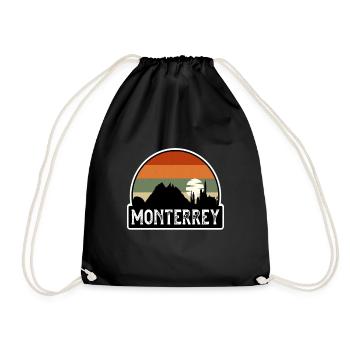 Monterrey Mexico Flag Skyline Travel Souvenir - Drawstring Bag - black - Front