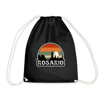 Rosario Argentina Flag Skyline Travel Souvenir - Drawstring Bag - black - Front