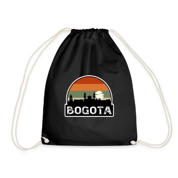 Bogota Colombia Flag Skyline Travel Souvenir - Drawstring Bag - black - Front